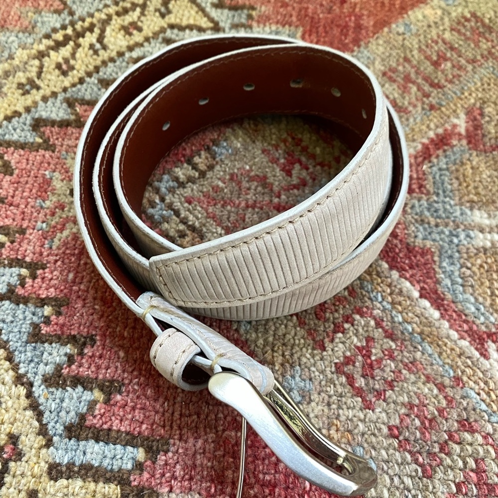 Saks Fifth Avenue Tan and Brown Leather Belt